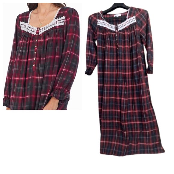 Eileen West Plaid Ballet Gown Long Sleeve Ladies Size Small Tartan - Picture 1 of 4